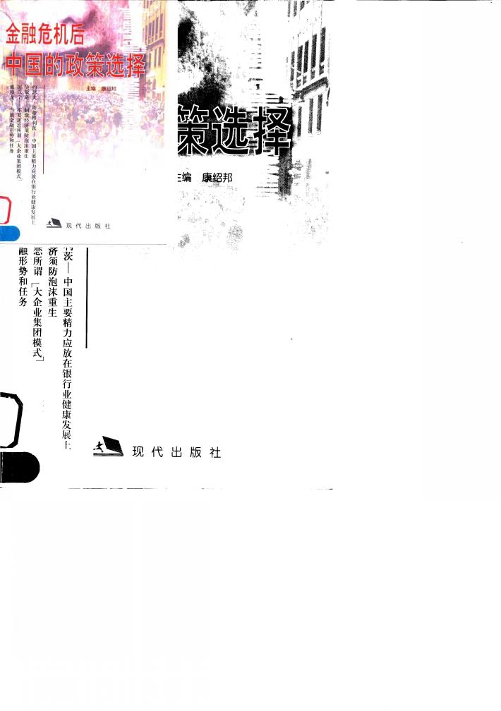 金融危机后中国的政策选择 封面