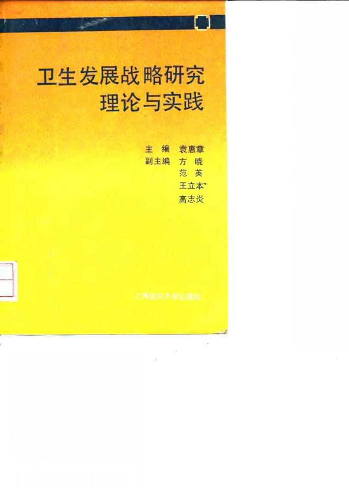 卫生发展战略研究理论与实践 封面