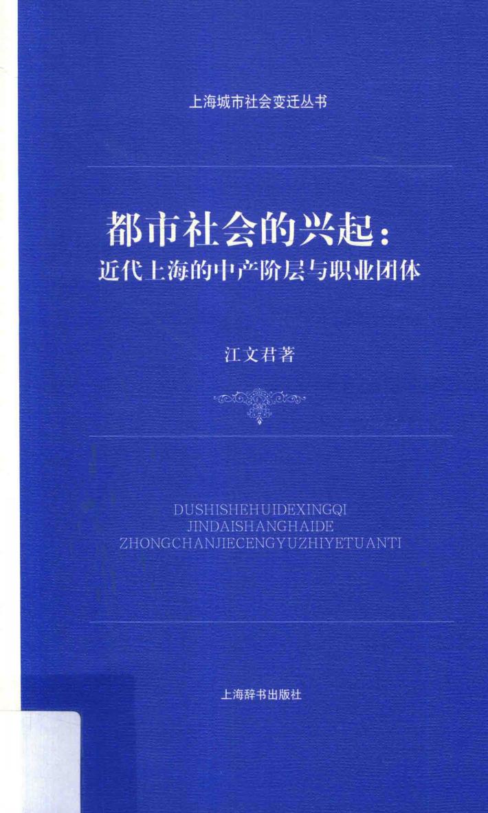 上海城市社会变迁丛书 都市社会的兴起 近代上海的中产阶层与职业团体 封面