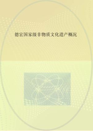 德宏国家级非物质文化遗产概况 封面