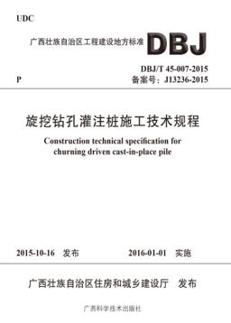 旋挖钻孔灌注桩施工技术规程u3000DBJ/T 45-007-2015