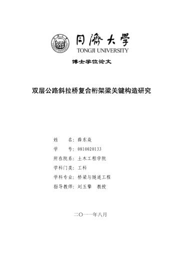 双层公路斜拉桥复合桁架梁关键构造研究 封面