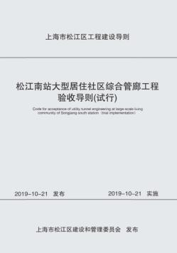 上海市松江区工程建设导则松江南站大型居住社区综合管廊工程验收导则  试行 封面